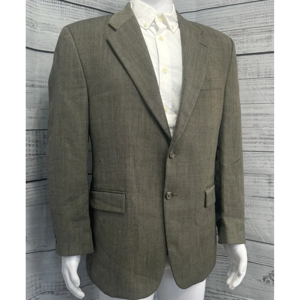 VTG '98 Polo University Ralph Lauren Blazer 42R 100% Wool Tweed Herringbone Gray